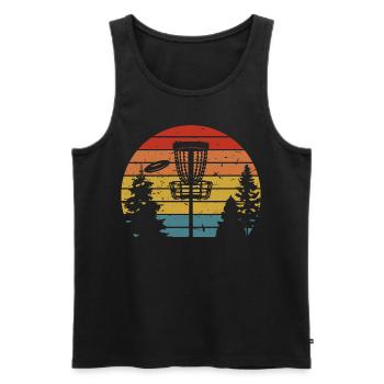 Retro Disc Golf Frisbee Disc Golf Course - Men's Premium Organic Tank Top - black - Front - AI Model Male 178 light (178cm)