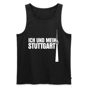 Stuttgart Stuttgarter Fernsehturm - Männer Premium Bio Tank Top - Schwarz - Vorne - AI Model Male 178 light (178cm)