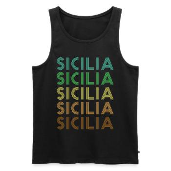 Sizilien Retro Sicilia - Männer Premium Bio Tank Top - Schwarz - Vorne - AI Model Male 178 light (178cm)