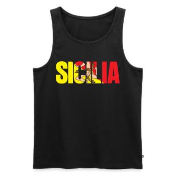 Sizilien Flagge Sicilia Wappen - Männer Premium Bio Tank Top - Schwarz - Vorne - AI Model Male 178 light (178cm)