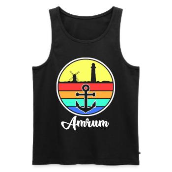 Amrum Retro Windrad Leuchtturm - Männer Premium Bio Tank Top - Schwarz - Vorne - AI Model Male 178 light (178cm)
