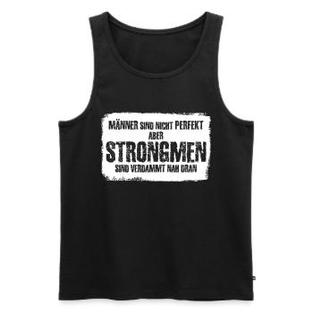 Strongman Spruch - Männer Premium Bio Tank Top - Schwarz - Vorne - Michal (187cm)