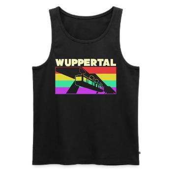 Wupptertaler Schwebebahn Retro Wuppertal - Männer Premium Bio Tank Top - Schwarz - Vorne - AI Model Male 178 light (178cm)