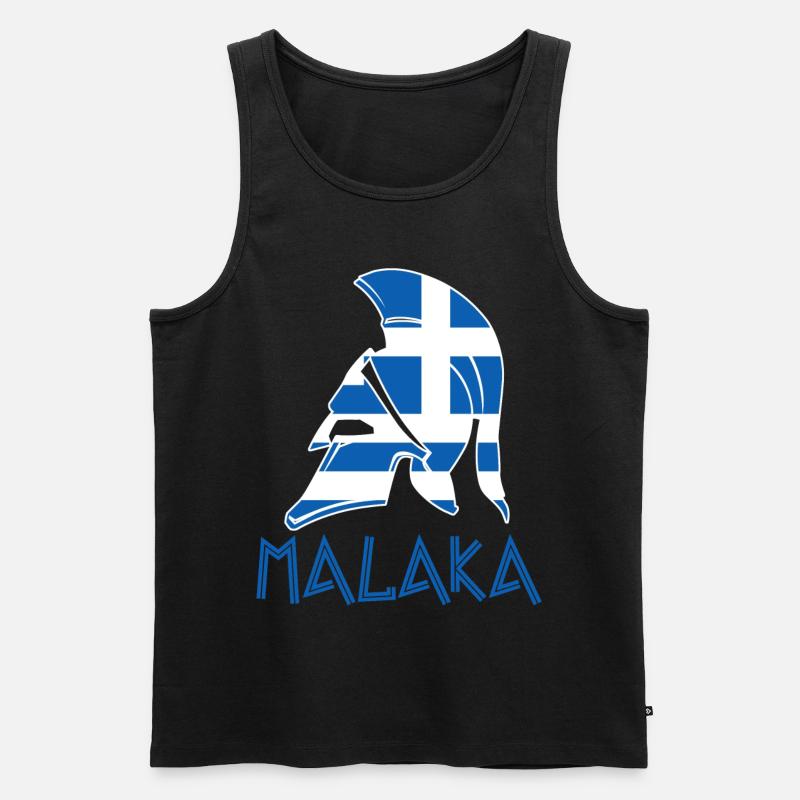 Malaka Grece Grece Drapeau Grec - Débardeur bio Premium Homme - noir
