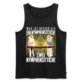 Nymphensittich Zwei Nymphensittiche - Männer Premium Bio Tank Top - Schwarz - Vorne - AI Model Male 178 light (178cm)