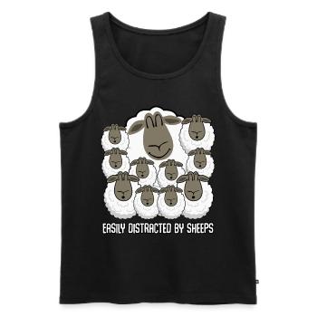 Sheep Easily distracted by Sheeps Sheep - Men's Premium Organic Tank Top - black - Front - AI Model Male 178 light (178cm)