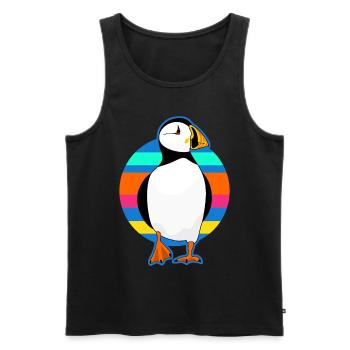 Puffin rétro perroquet - Débardeur bio Premium Homme - noir - Devant - Michal (187cm)