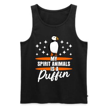 Puffin Blague Puffins perroquet - Débardeur bio Premium Homme - noir - Devant - AI Model Male 178 light (178cm)