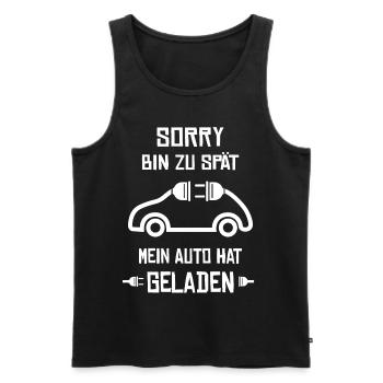 Lustiger Spruch Elektroauto E-Auto Strom - Männer Premium Bio Tank Top - Schwarz - Vorne - Michal (187cm)