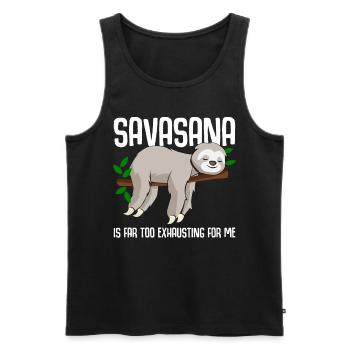 Savasana Sloth Yoga - Men's Premium Organic Tank Top - black - Front - Michal (187cm)