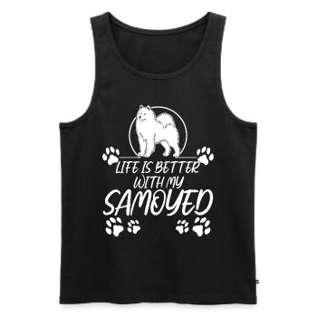 Samoyède Chiens Samoyède Dictons Chien - Débardeur bio Premium Homme - noir - Devant - Michal (187cm)