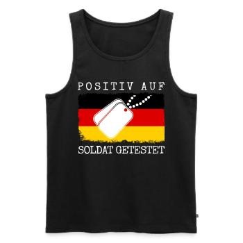 Fallschirmjäger Soldat Spruch Feldjäger - Männer Premium Bio Tank Top - Schwarz - Vorne - Michal (187cm)