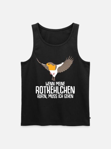 Rotkehlchen Vogel - Männer Premium Bio Tank Top - Schwarz