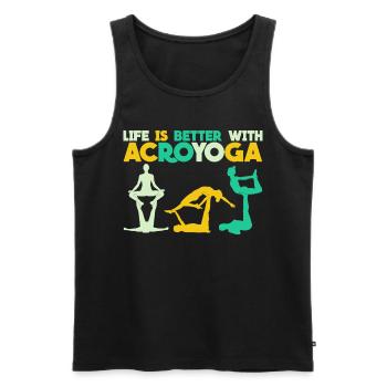 Savasana Acroyoga Retro Acro Yoga - Männer Premium Bio Tank Top - Schwarz - Vorne - AI Model Male 178 light (178cm)