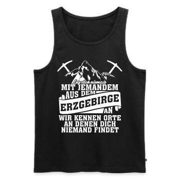Erzgebirge Wandern Witz Erzgebirger - Männer Premium Bio Tank Top - Schwarz - Vorne - Michal (187cm)