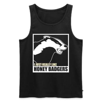 Honey Badger J’aime Badger’s Honey Badger - Débardeur bio Premium Homme - noir - Devant - AI Model Male 178 light (178cm)