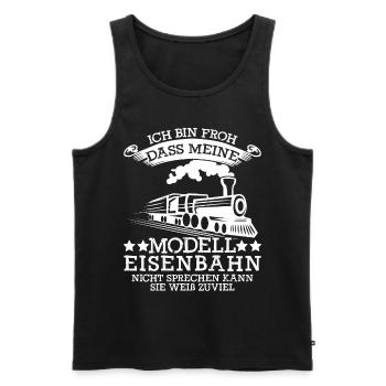 Modellbahner Spruch Witz Modelleisenbahn - Männer Premium Bio Tank Top - Schwarz - Vorne - Michal (187cm)