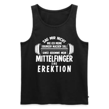 Strongman Gym Mittelfinger Bodybuilder - Männer Premium Bio Tank Top - Schwarz - Vorne - Michal (187cm)