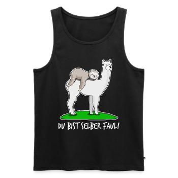 Faultier faul mit Alpaka Faultiere - Männer Premium Bio Tank Top - Schwarz - Vorne - Michal (187cm)