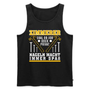 Zimmerer Spruch Witz Nageln Zimmermann - Männer Premium Bio Tank Top - Schwarz - Vorne - Michal (187cm)