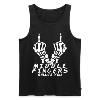 Doigt d’honneur du squelette misanthrope - Débardeur bio Premium Homme - noir - Devant - Michal (187cm)