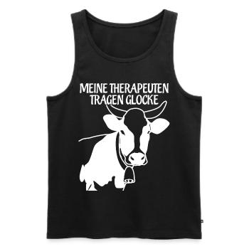 Vache Allgäu avec cloche Allgäuer - Débardeur bio Premium Homme - noir - Devant - Michal (187cm)