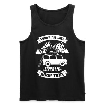 Dachzelt Autodachzelt Camping Offroad - Männer Premium Bio Tank Top - Schwarz - Vorne - AI Model Male 178 light (178cm)
