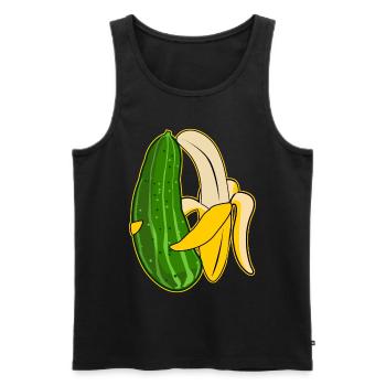 Banane und Gurke in Umarmung - Männer Premium Bio Tank Top - Schwarz - Vorne - Michal (187cm)
