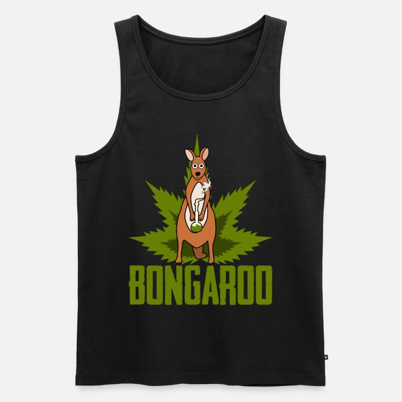 Känguru mit Hanf Wasserpfeife Kängurus - Männer Premium Bio Tank Top - Schwarz