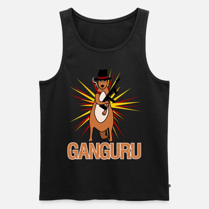 Känguru mit Waffe Kängurus - Männer Premium Bio Tank Top - Schwarz