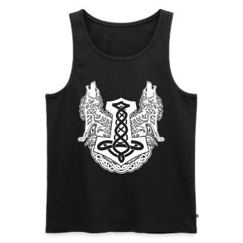 Wolf Odins Wölfe Odhin Wikinger Hammer - Männer Premium Bio Tank Top - Schwarz - Vorne - AI Model Male 178 light (178cm)