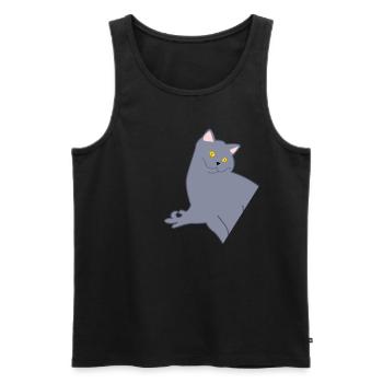 Watched game with cat Looked in - Men's Premium Organic Tank Top - black - Front - AI Model Male 178 light (178cm)