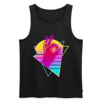Have a look at Retro Vaporwave - Men's Premium Organic Tank Top - black - Front - Michal (187cm)