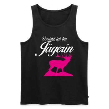 Jägerin Jagd Hirsche Revier Jäger - Männer Premium Bio Tank Top - Schwarz - Vorne - Michal (187cm)