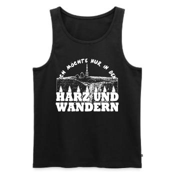 Harz Harzer Wandern Urlaub Brocken - Männer Premium Bio Tank Top - Schwarz - Vorne - Michal (187cm)