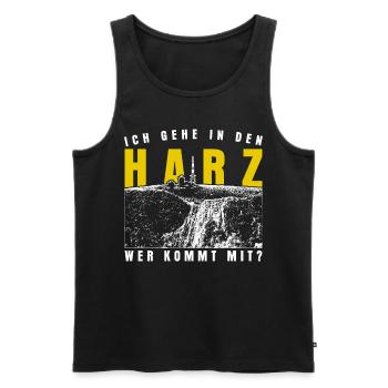 Harz Wandern Urlaub Harzer Brocken - Männer Premium Bio Tank Top - Schwarz - Vorne - Michal (187cm)