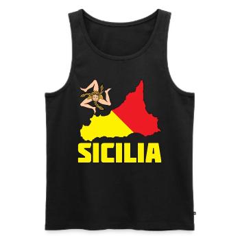 Sizilien Flagge Wappen Sicilia - Männer Premium Bio Tank Top - Schwarz - Vorne - AI Model Male 178 light (178cm)