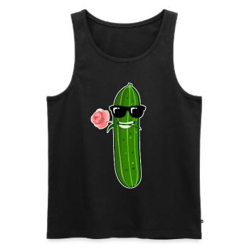 Gurke mit Rose und Sonnenrille Gurken - Männer Premium Bio Tank Top - Schwarz - Vorne - AI Model Male 178 light (178cm)
