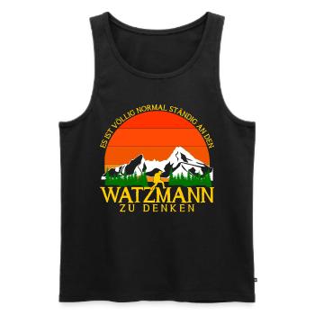 Watzmann Berge Bergsteigen Wandern - Männer Premium Bio Tank Top - Schwarz - Vorne - Michal (187cm)