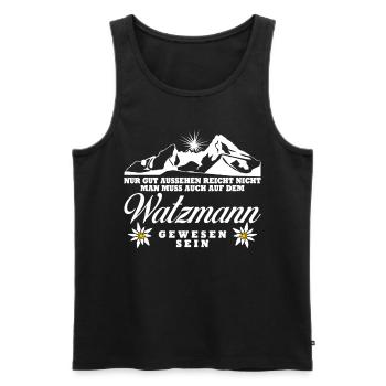 Watzmann Wandern Bergsteigen - Männer Premium Bio Tank Top - Schwarz - Vorne - Michal (187cm)