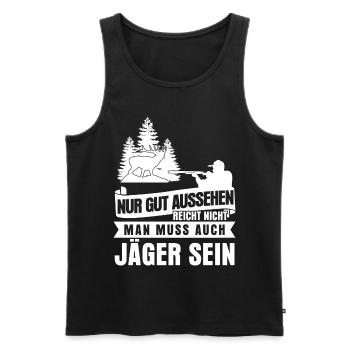 Jägerin Jäger Jagdschein Jagd Jagen - Männer Premium Bio Tank Top - Schwarz - Vorne - Michal (187cm)