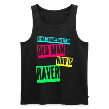 Raver Festival Old Man Techno Rave - Männer Premium Bio Tank Top - Schwarz - Vorne - AI Model Male 178 light (178cm)