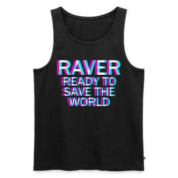 Raver Techno Rave Hardtekk - Männer Premium Bio Tank Top - Schwarz - Vorne - AI Model Male 178 light (178cm)