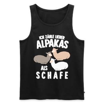 Alpaka Schlafshirt Bett Alpakas - Männer Premium Bio Tank Top - Schwarz - Vorne - Michal (187cm)
