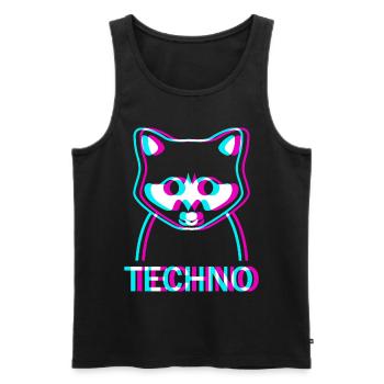 Raver Techno Waschbär Hardtekk Rave - Männer Premium Bio Tank Top - Schwarz - Vorne - AI Model Male 178 light (178cm)
