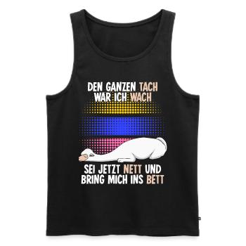 Alpakas Schlafshirt Schlafen Alpaka - Männer Premium Bio Tank Top - Schwarz - Vorne - Michal (187cm)