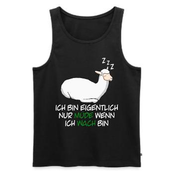 Alpaka Schlafshirt Müde Alpakas - Männer Premium Bio Tank Top - Schwarz - Vorne - Michal (187cm)