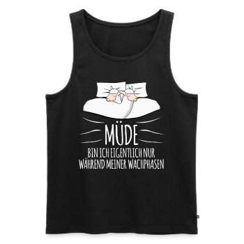 Alpaka Schlafshirt mit Alpakas - Männer Premium Bio Tank Top - Schwarz - Vorne - Michal (187cm)