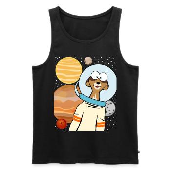 Astronaute suricate dans l’espace - Débardeur bio Premium Homme - noir - Devant - AI Model Male 178 light (178cm)