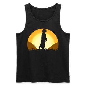 Erdmännchen Sonnenuntergang Meerkats - Männer Premium Bio Tank Top - Schwarz - Vorne - AI Model Male 178 light (178cm)